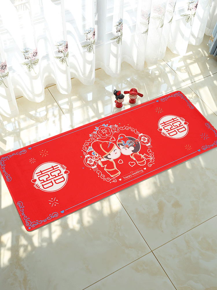 Wedding supplies big full of happy word carpet wedding room decoration creative romantic bedroom new room mat wedding red door mat
