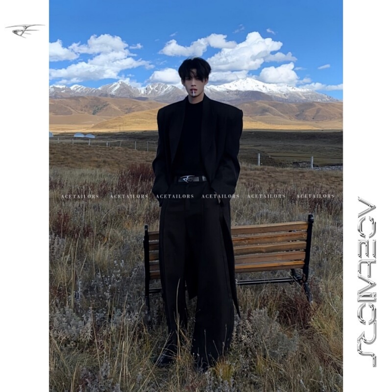 Ace Moonlight Godfather'Corridor-Style Black Coat' Men's Early Spring High-End German-Style Cthulhu Office Long Trench Coat