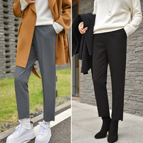 Too good to wear legs and thin and straight points Xu closed feet small straight casual pants autumn and winter thick trousers
