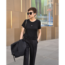 Star hand stocking T mask like silk slippery summer thin solid color round neck short sleeve t-shirt women
