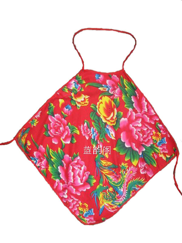 Hot pin twill pure cotton Northeastern flower cloth adult hanging neck sexy belly bib big red for a large size male and female multicolored