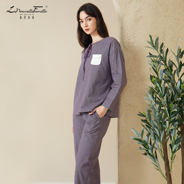 Xinshi Family Women's Pure Cotton Pajamas 2023 New Autumn and Winter Cotton Outerwear Large Size Casual Homewear Set