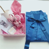 Сапфирово-синий халат + квадратная подарочная коробка