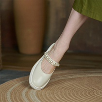 Strong push soft soft soft ~ Pearl flat Muller Baotou half slippers women wear 2021 New lazy shoes