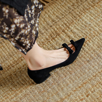 Small crowddesign apricot butterfly knot hollowed-out pointed flat bottom shoes 22 spring sheepskin soft bottom light mouth single shoe womens shoes