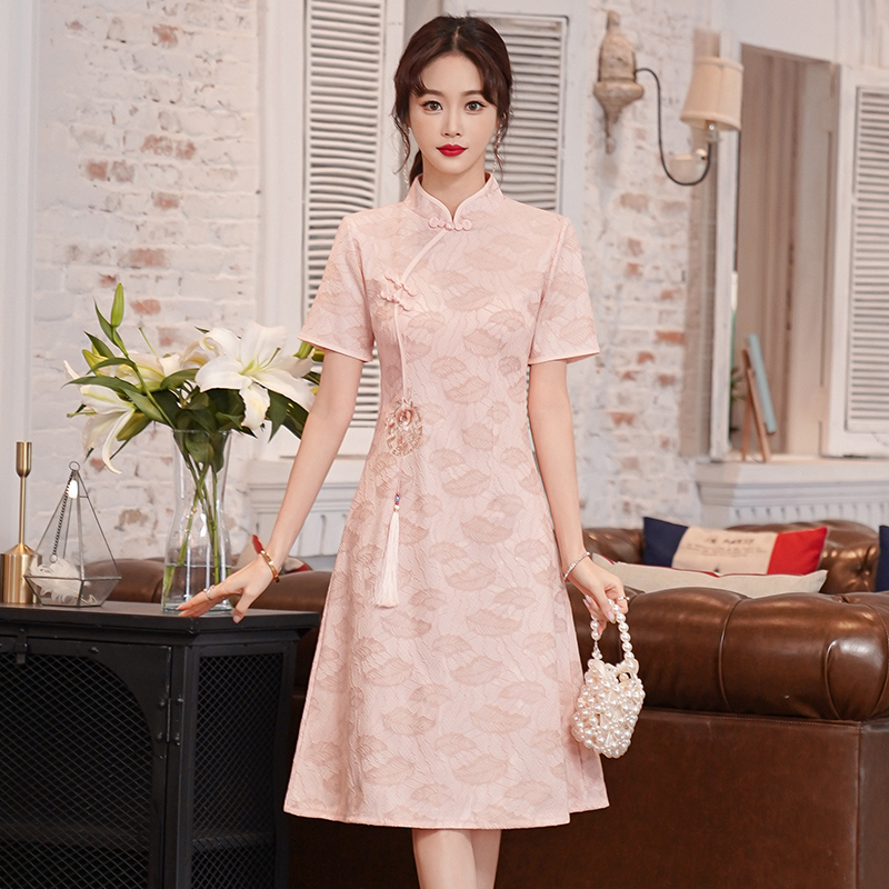 Cheongsam Retro Republic of China Style Young Girl Summer Dress Plus Size Slimming Trendy Goddess Style Dress Cheongsam Retro Republic of China Style Young Girl Summer Dress Plus Size Slimming Trendy Goddess Style Dress