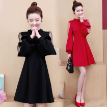 Large size fat mm autumn clothes 2021 new womens temperament fairy French design sense niche mesh hollow dress