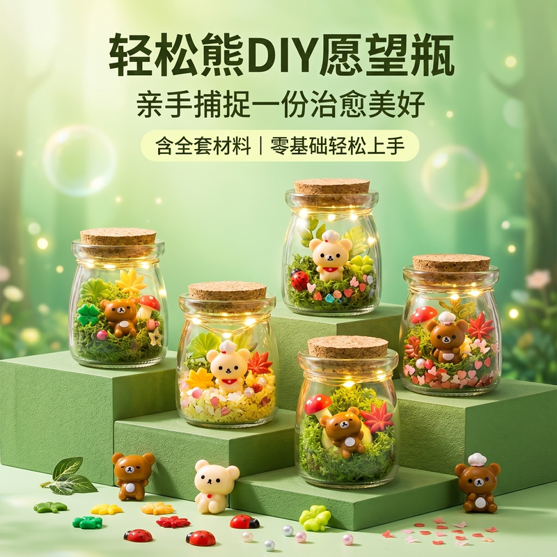 Rilakkuma DIY Glass Bottle Materials, Easy to Heal and De-Stress, Creative Handmade School Activity Gifts, Fun Decoration Rilakkuma DIY Glass Bottle Materials, Easy to Heal and De-Stress, Creative Handmade School Activity Gifts, Fun Decoration