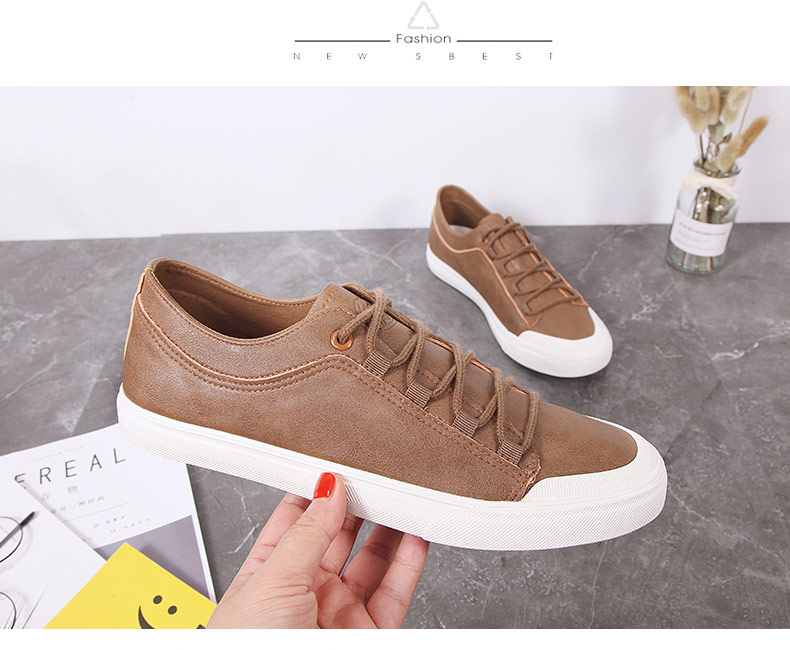 Giày nam 2019 phiên bản Hàn Quốc mới của giày vải đế thấp dây da phẳng dây giày giày đế xuồng màu đen - Plimsolls giày sneaker nam chính hãng