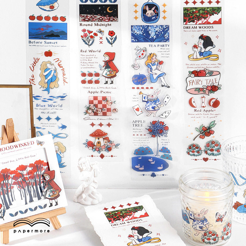 Fairytale World PET strip Share adhesive tape Transparent waterproof salt Department Cute White Snow Princess Little Red Hat Applid