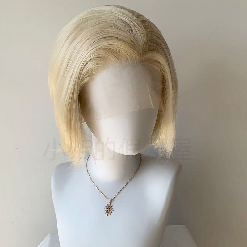Platinum Lace Front Hand-Tied Short Wig High-Temperature Fiber Textured Cosplay Performance Wig Base Platinum Lace Front Hand-Tied Short Wig High-Temperature Fiber Textured Cosplay Performance Wig Base