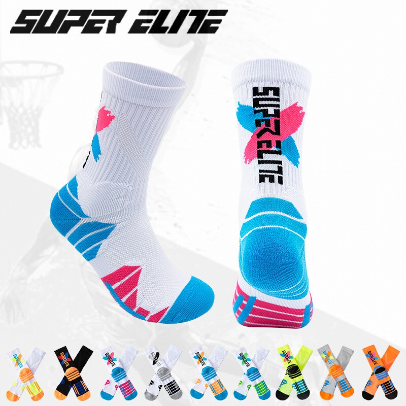 Professional Elite Basketball Socks for Men, Towel Bottom, Thickened, Mid-Length, Sweat-Absorbent, Shock-Absorbing, High-Top, Wild Sports Socks