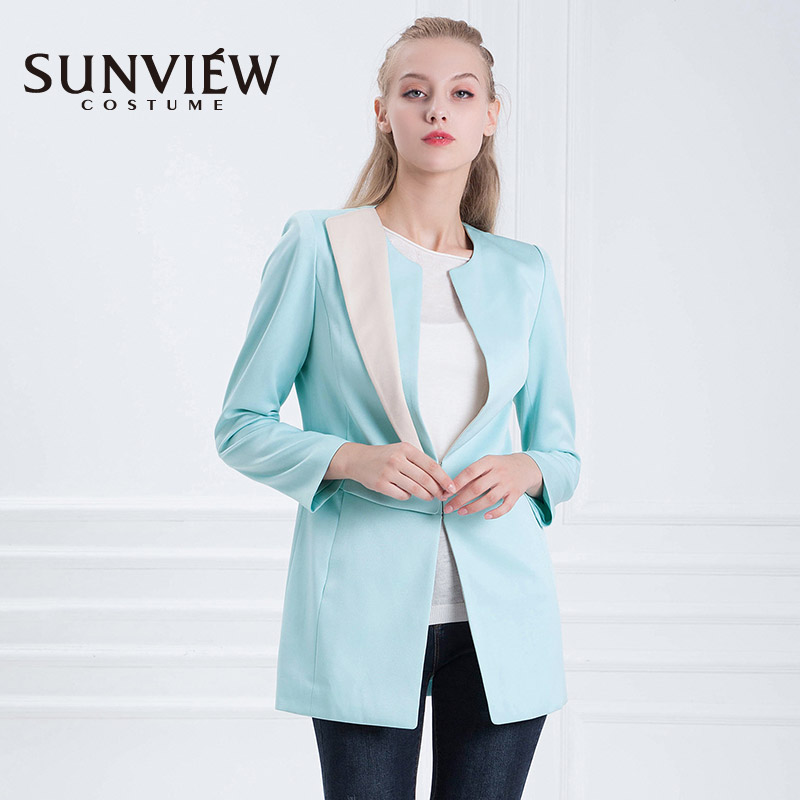 Sunview Tuy Về nữ mùa xuân và mùa thu dài dài dài tay Pure-Màu Business Suit Windcoat