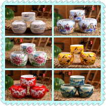 Hot sale lark bird cage Indigo chin bird food bowl hemp material hibiscus jade bird food jar Jingdezhen Food Tank bird cage accessories