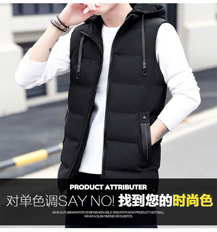 Vest nam phiên bản Hàn Quốc của xu hướng đẹp trai mùa thu đông xuống áo khoác cotton độn áo vest nam vest giản dị cỡ lớn vest nam áo ba lỗ gym