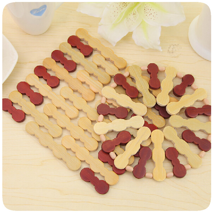 Bamboo Dining Table Insulation Mat Square Anti-Burn Bowl Mat Round Bowl Mat Bamboo and wood Cushion Kitchen Wok Cushion