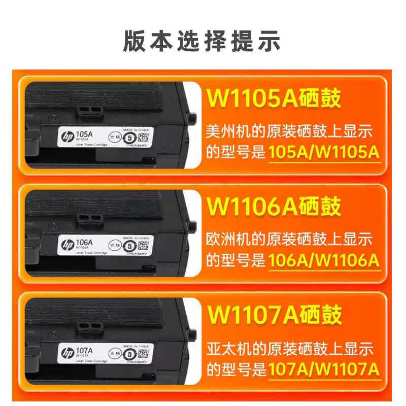 HP, compatible cartridge, printer, 105A, 106A, 107A, 107A, 107W, 135A, 135W, 1105A, 1106A, 1107A