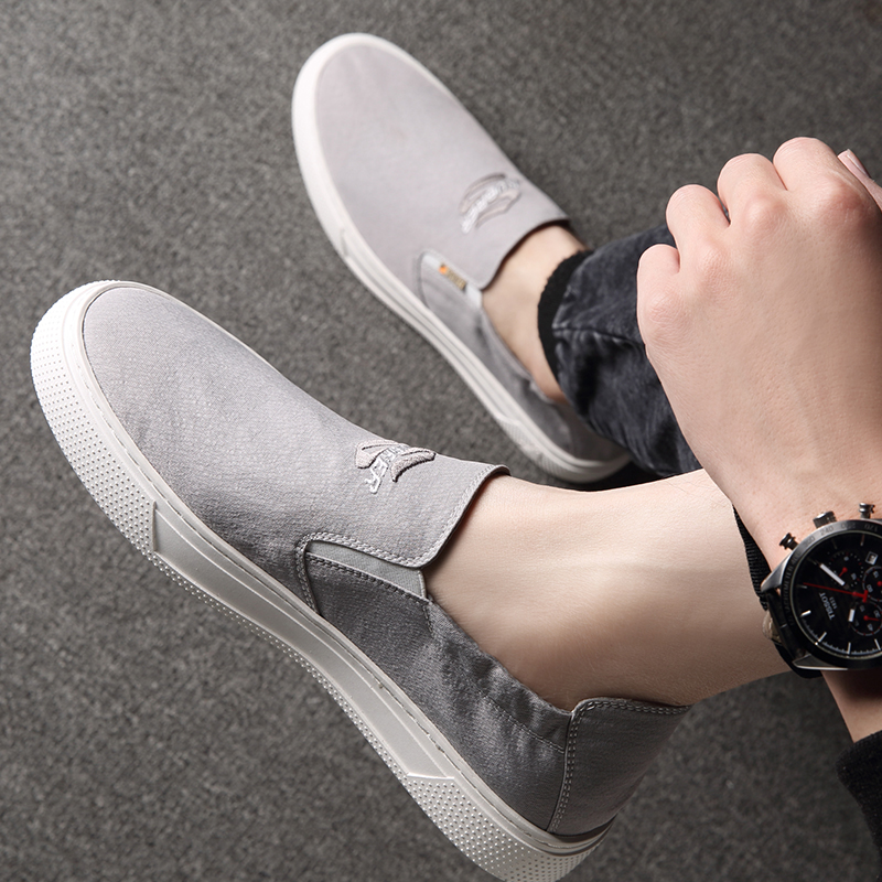 Summer Lefu shoes men breathable and a British lazy canvas trend soft solid men canvas shoes