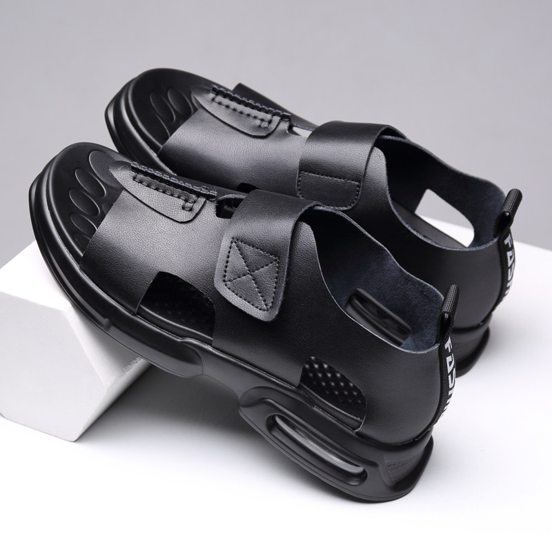 Genuine leather Roman shoes non-slip Summer Inn retro thick base light air cushion casual beach shoe damp soft-bottom sandal