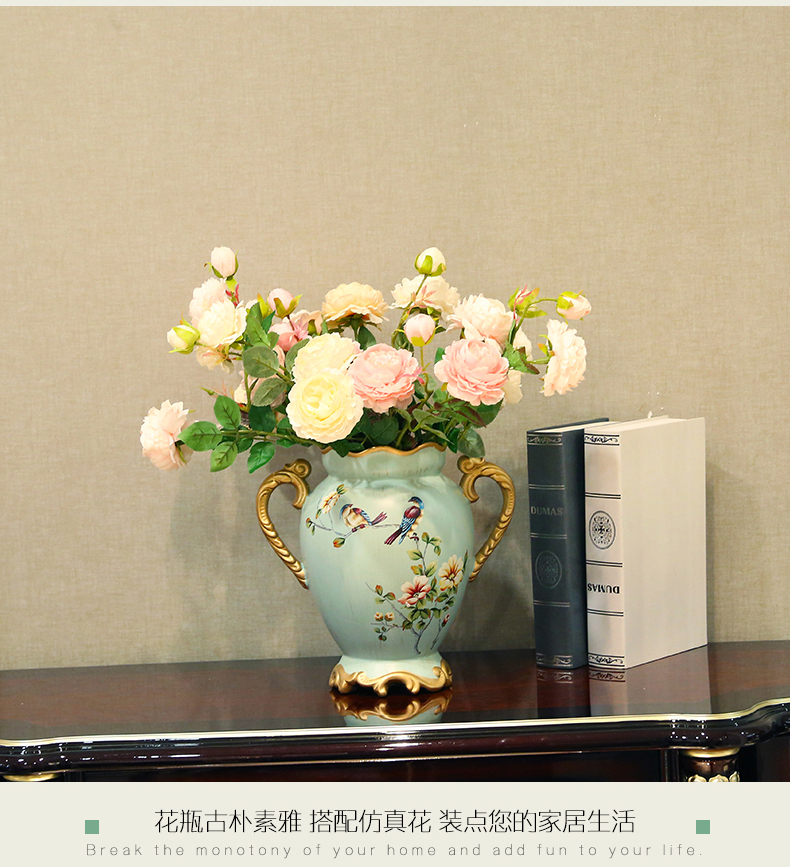 European American ceramic vase furnishing articles restoring ancient ways of dry flower art flower arranging flowers simulation creative home sitting room