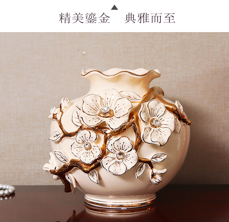 European ceramic vase three - piece sitting room place wedding gift flower arranging flower implement practical household decorations