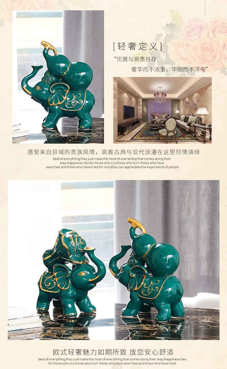 European ceramic elephant furnishing articles auspicious like town house feng shui plutus elephant porch desk light key-2 luxury decoration