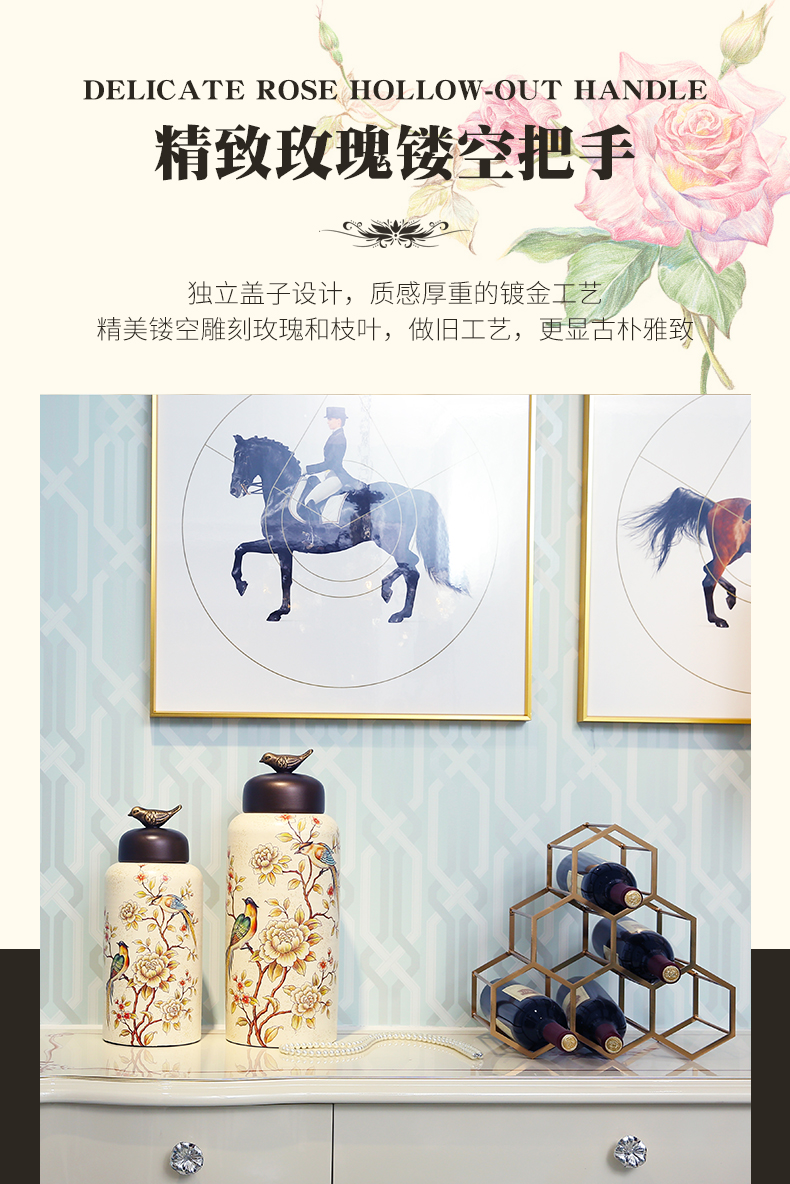 Flower fox American country ceramic painting of flowers and creative storage tank furnishing articles home sitting room desktop ornaments