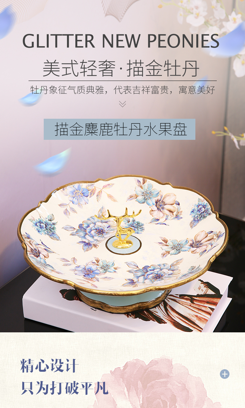 Light I sitting room key-2 luxury American big bowl tea table table European - style snack dish candy dish home furnishing articles