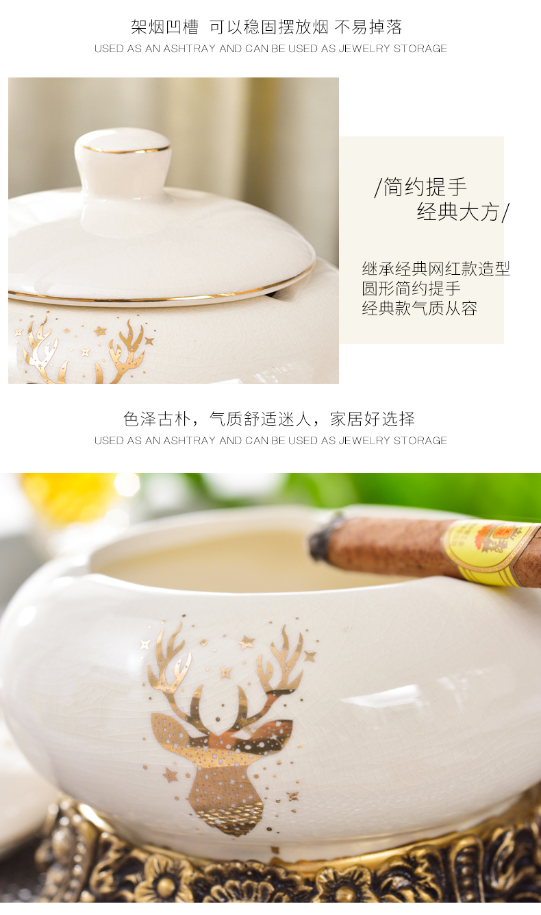 European style living room ashtray creative move trend home furnishing articles tea table with cover female American ceramic restoring ancient ways is large