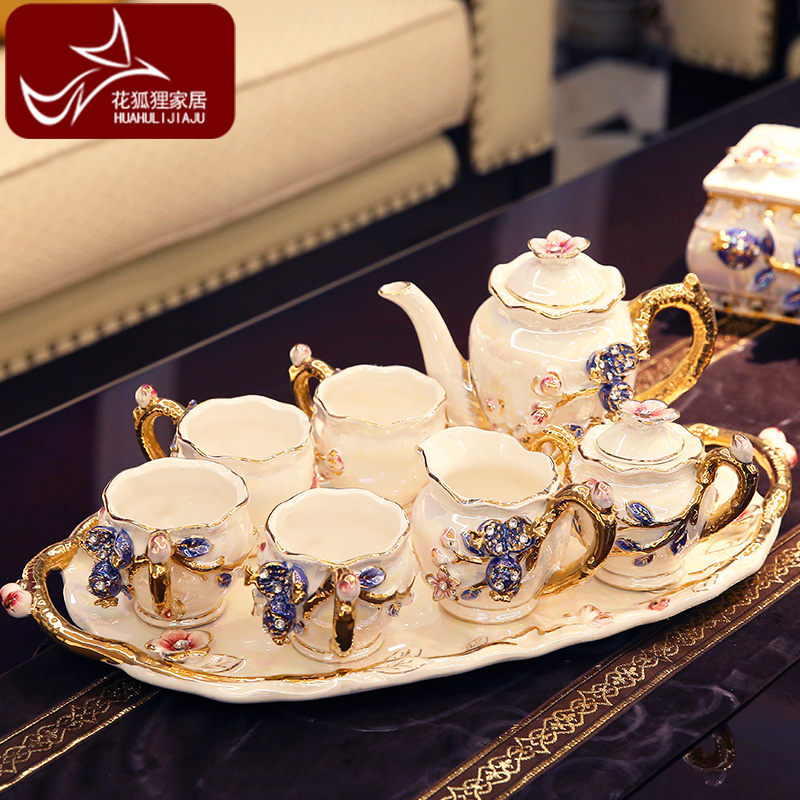 Eurostyle Tea Set Group Living Room Tea Table Pendulum ceramic Home Decorative Goods Creative Gifts for Marriage Gift