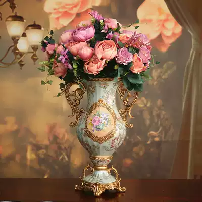 European style retro ceramic vase living room flower arrangement home decoration dining table European creative porch ornaments set