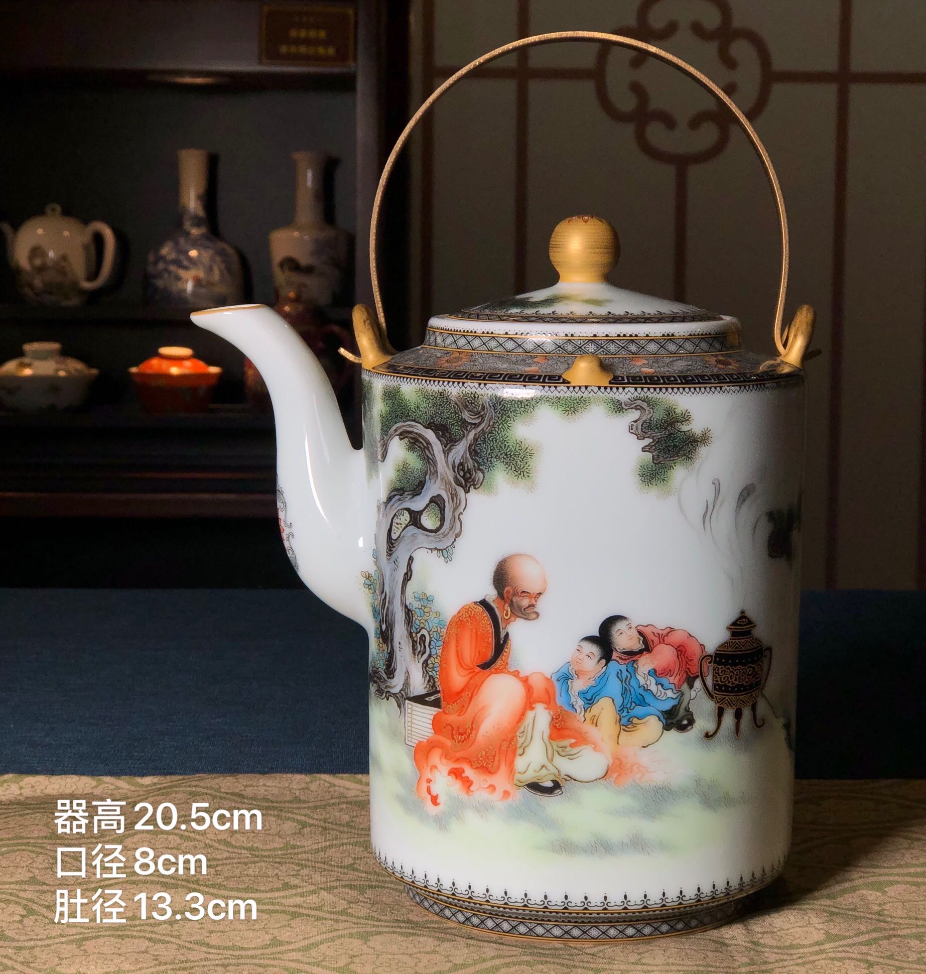 Jue Kiln Ink and color Side feet Pastel Sutra Arhat Liangliang pot Old tire Xin Gong Collection heavy equipment