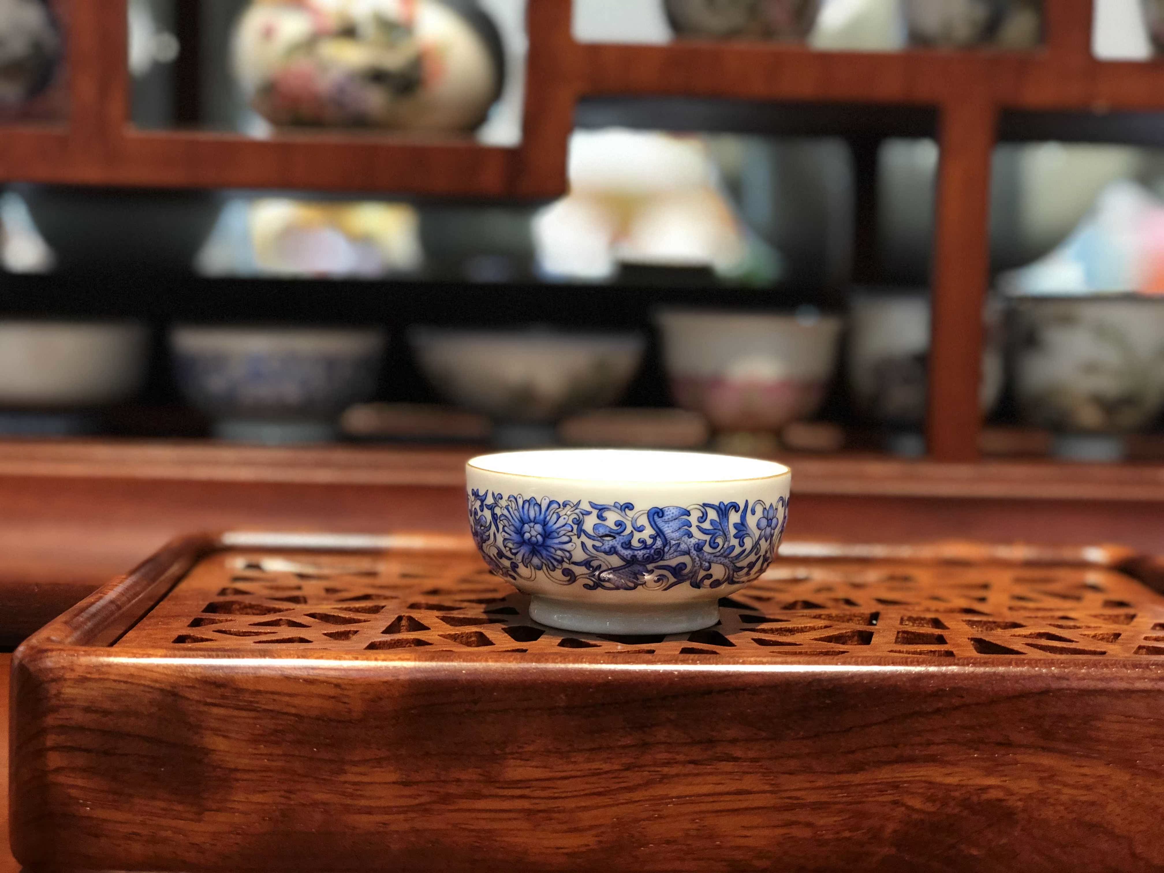 Jue Kiln Hailing Blue Color Painting Pineapple Tea Tea Tea Set Zhuhai Huayi Xuan Ceramic Art