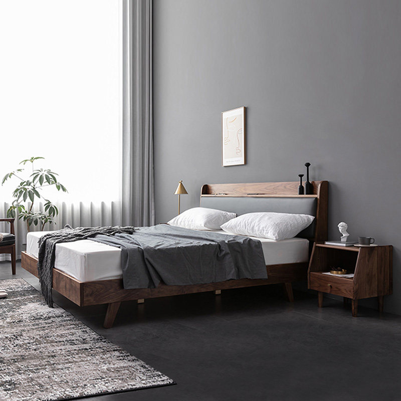 Nordic full solid wood bed 1 8 m 1 5 main bedroom with double bed minimalist direct sale bed frame log single home soft bunk bed