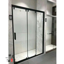 Shower partition three-door linkage shower room sliding door dry and wet separation bathroom folding glass sliding door two live and one solid