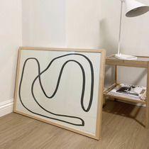 ) beige) European Danish design retro white abstract line art poster decorative painting