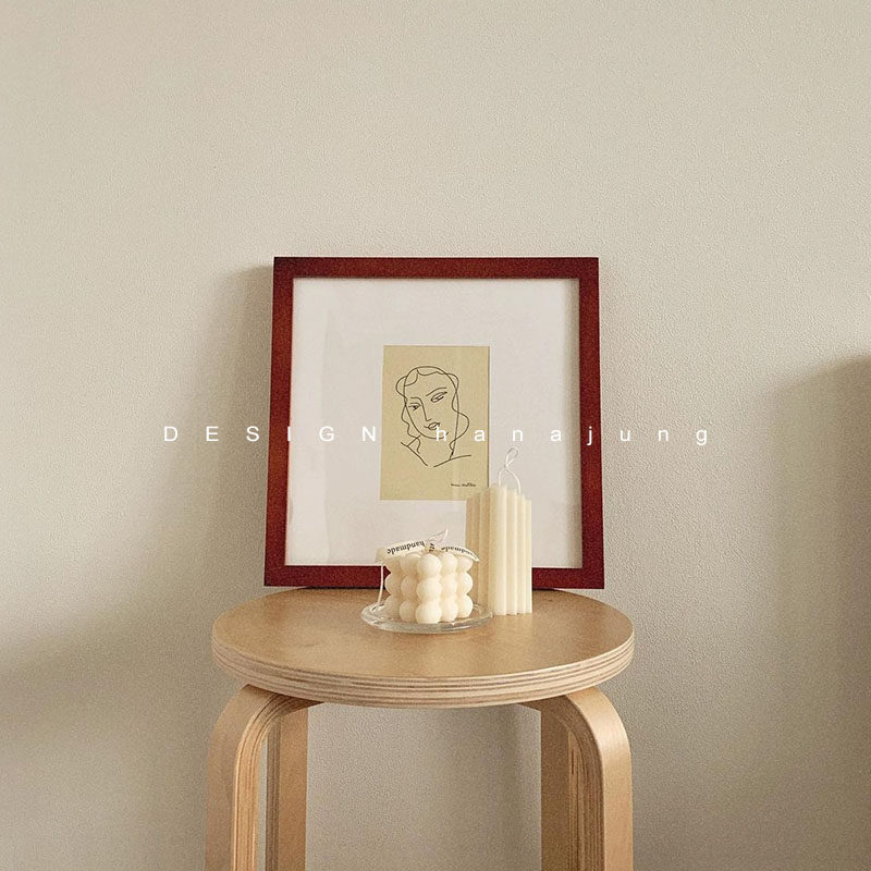 Retro French style Matisse square red wood frame frame package in Korean wind hand framed frame suit