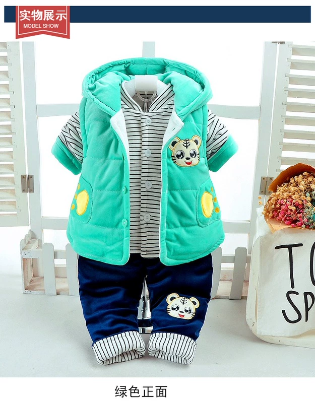 Bé trai mặc mẫu mùa thu đông 0-1-2 tuổi Trẻ sơ sinh nửa bé Bộ đồ ba mảnh cho bé 3-6-9 tháng Quần áo trẻ em quần áo mùa đông
