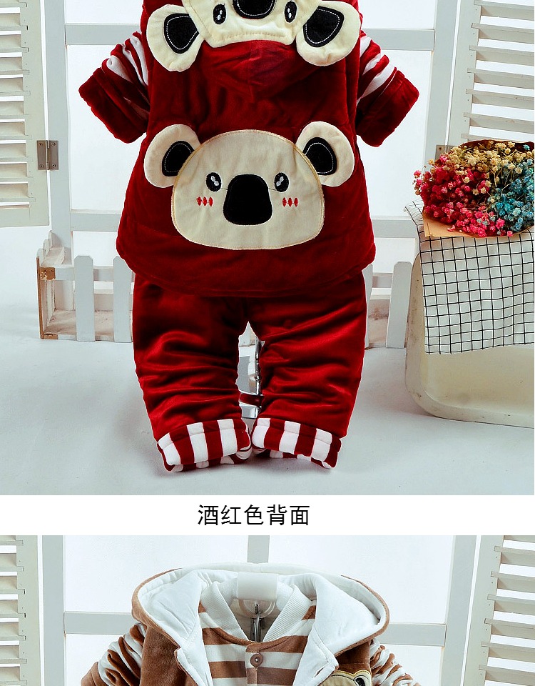 Bé trai mặc quần áo mùa thu đông 0-1-2 tuổi Bộ đồ ba mảnh 3 bé 6 tháng 9 Quần áo cotton mùa đông sơ sinh áo giữ nhiệt trẻ em