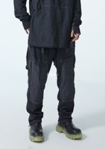 Erosion equipment  Shadow attendant side seam zipper pants material splicing garment dyed bone position White P05