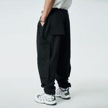 SYMBIOTIC EFFECT 202020fw splicing special-shaped cutting piece tail wing loose quadrangle buckle function trousers