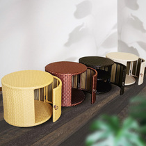 新款户外藤编阳台鞋柜家用门口防晒防水柜子储物柜换鞋凳圆形