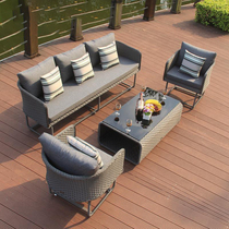 户外家具北欧风格藤沙发花园露台沙发室外藤编沙发茶几组合定制