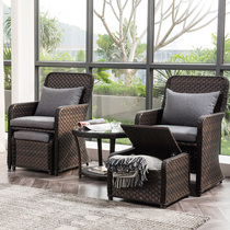 Building a dream family rattan chair three-piece balcony leisure small table and chair outdoor courtyard rattan coffee table combination modern style