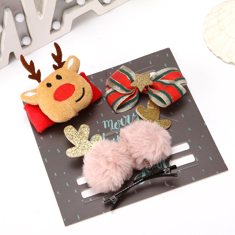 Christmas Gift Deer Corner Hairpin Hairpin Ring Snap Ring Collar Knots Decoration Kindergarten Send Children Christmas Small Gifts
