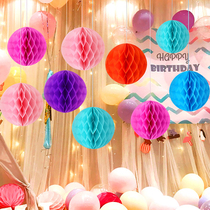 Christmas decorations honeycomb ball paper lantern folding diy flower ball Christmas party layout mall window hanging ornaments