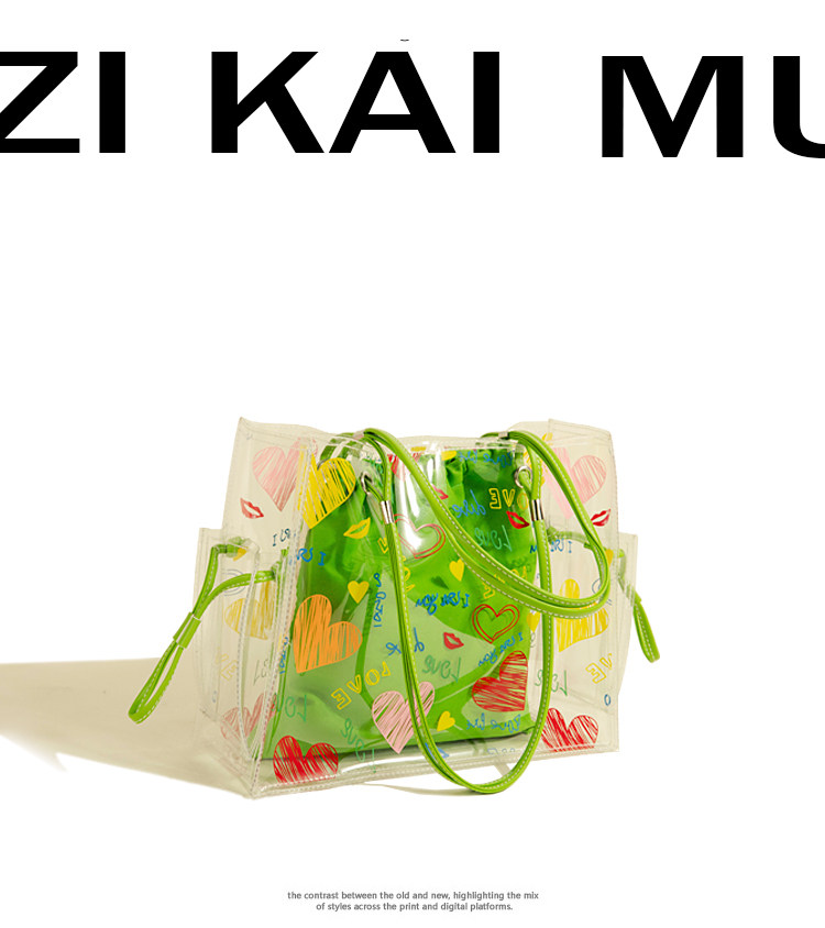 Сумка muzikai bag大容量透明印花腋窝袋女士2025新时尚潮流的多功能手提袋