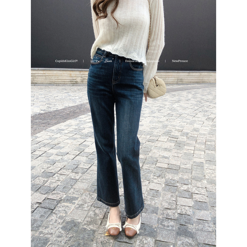Csk Cupid "-5Kg" Straight-Leg Magic High-Quality Blue Jeans Vintage Washed High-Waisted Flared Pants Csk Cupid "-5Kg" Straight-Leg Magic High-Quality Blue Jeans Vintage Washed High-Waisted Flared Pants