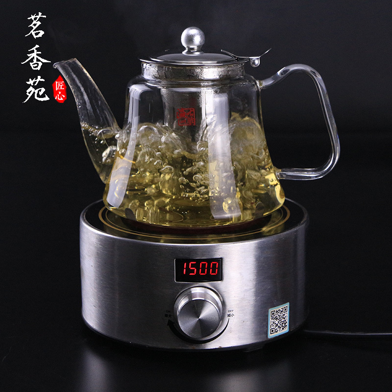 Energy health pot thickened explosion-proof all-glass health pot boiling teapot black crystal stove straight burning tea set boiling water steaming teapot