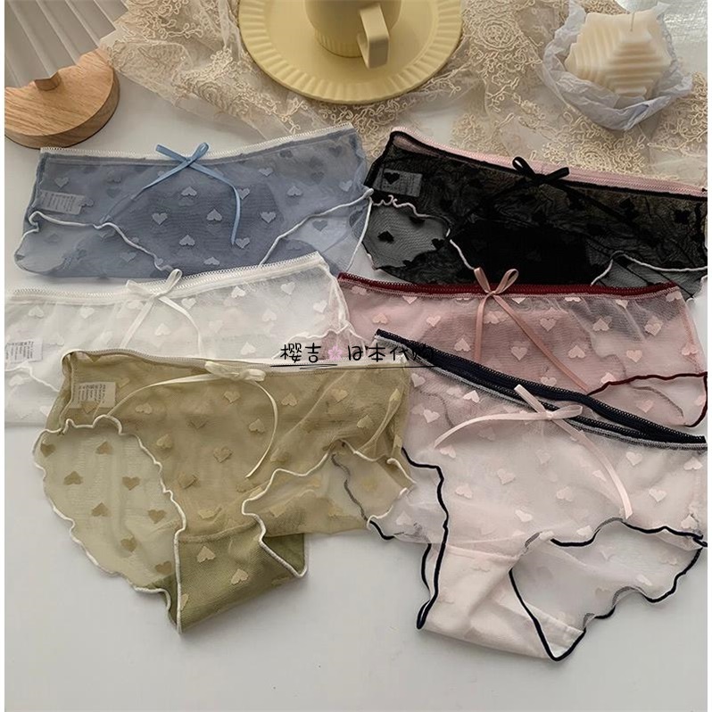 Japanese gp sexy lace triangle teenage thin breathable sweet cotton crotch waist-free mesh underwear